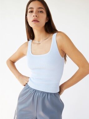 Aritzia Light Blue Ribbed Tank Top - Women
